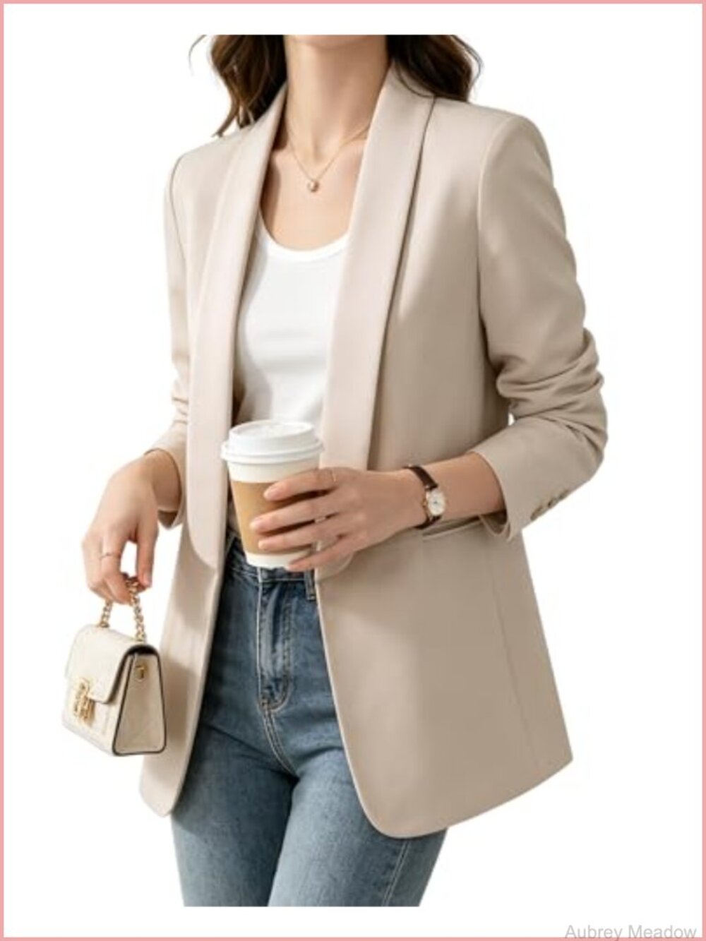 Women's Open Front Blazer Business Casual Suit Jacket Long Sleeve Lightweight